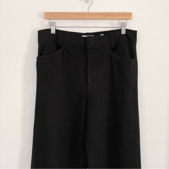 Vince High Waist Washed Casual Pant Wide Leg Cotton Linen Twill Trouser Black 12 - Picture 6 of 12